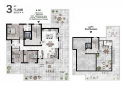 Design layout of the penthouse residential area and roof garden