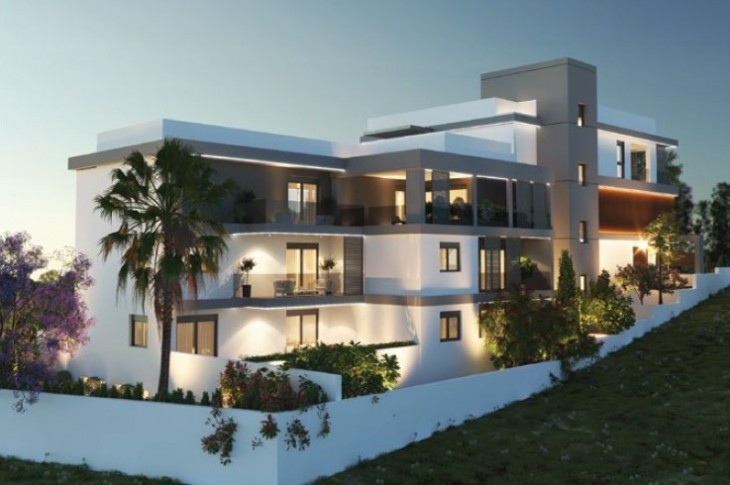 3D illustration of the back-side of the residential building in Agia Fyla.