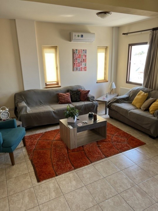 Picture of the living room area of the three-bedroom apartment in the Zakaki area.